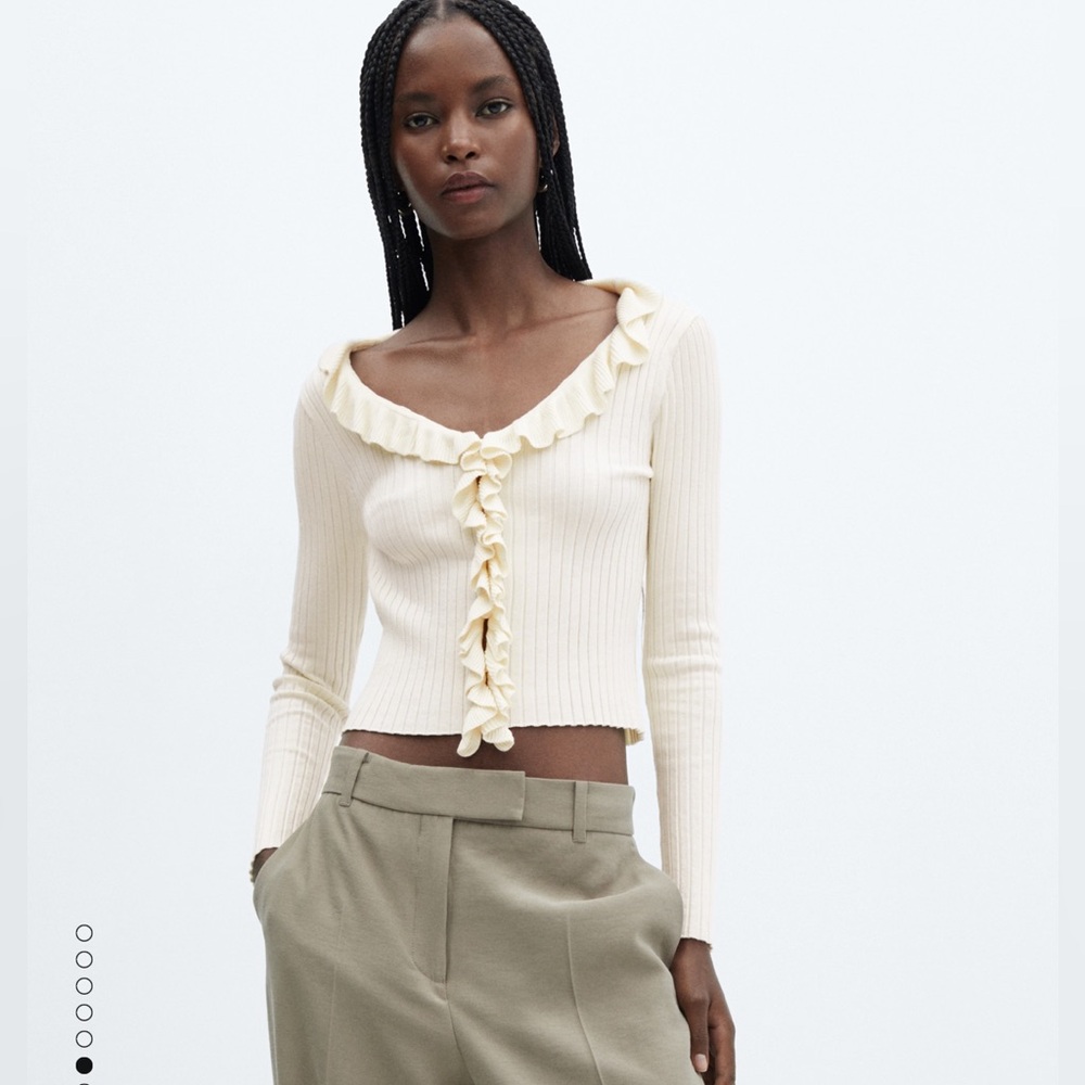 Mango Ruffle Knit Cardigan